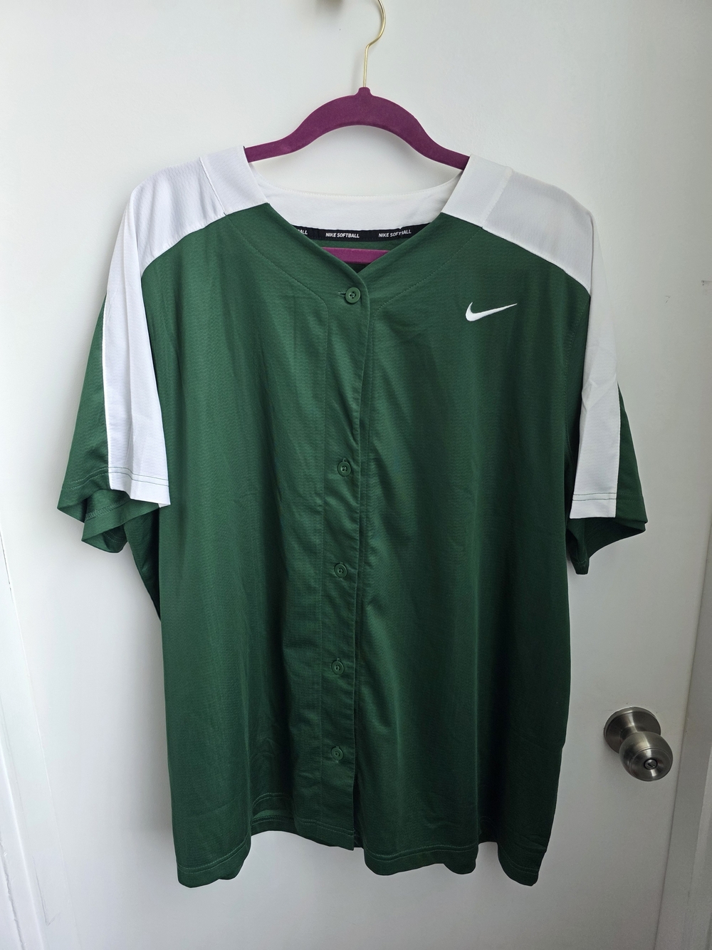 Nike Green and White Men’s Baseball/Softball Jersey